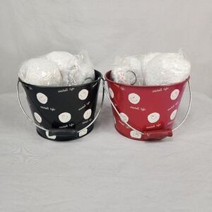 2 Indoor Snowball Fight  Balls Buckets Hallmark Red Black 6 Soft Snowballs Each